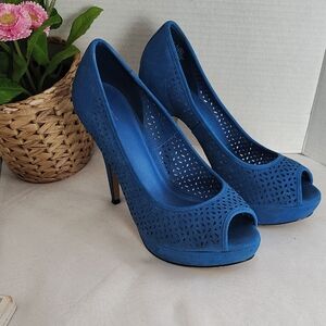APL Blue Cutout Peep-Toe Heels